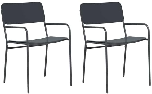 vidaXL Gartenstühle 2 pcs Anthrazit 51 x 55 x 81 cm Stahl, Moderne, langlebige Gartenstuhl, wetterfest, ergonomischer Sessel, anthrazitfarben, minimalistisches Design