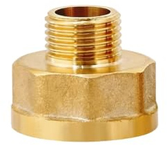 Mandouer 1/2 BSP Male to 1 BSP Female Brass Reducer Bushing Adapter, 1pc | Octagon threaded pipe fitting connector with easy spanner grip, for water, air, fuel, oil and heating systems