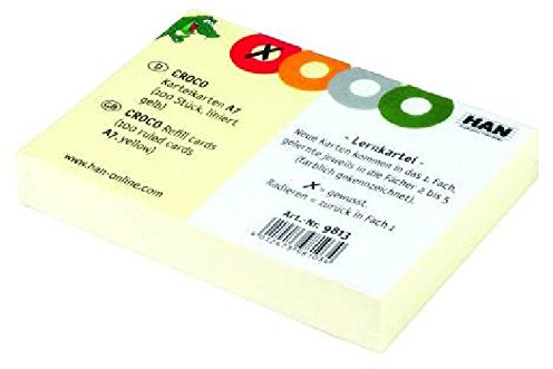 Karteikarten für CROCO DIN A7, gelb 100 Stück liniert, 190 g/m²