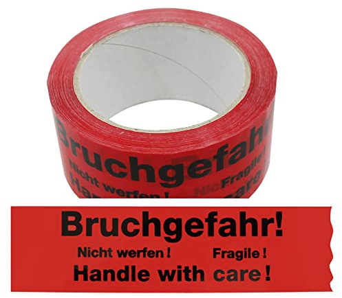 Klebeband Bruchgefahr - Nicht werfen - Fragile - Handle with Care 2-sprachig Paketband Packband Warnband Hinweisklebeband