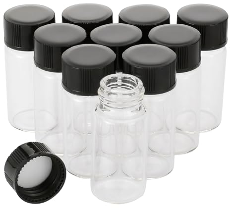 5ml Glass Clear Sample Bottles Screw Cap Lab Vials Supply Liquid Collection Container for Essential Oils Plastic Cap - Pack of 10