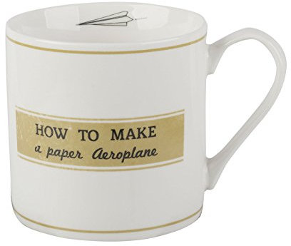 Creative Tops 5199935 ‘Origami Plane’ DIY Plane-Themed Fine China Mug, 450 ml (16 fl oz) – Gift boxed, White