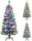 GYMAX 5FT/6FT Pre-lit Snow Flocked Christmas Tree, Hinged Artificial Xmas Tree with 140/200 Multi-Color LED Lights, Branch Tips and Metal Stand, Xmas Full Tree for Home, Office & Store (155cm)