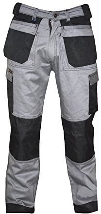 GRS Multi Pockets Mens Combat Cargo Work Trousers with Knee Pad Pockets, Grey, 30 Waist - Short