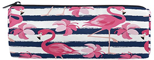 ShineSnow Stifte-Etui mit rosa Flamingo-Muster und blauen Streifen, mit Reißverschluss, für Mädchen, Kinder, Schule, Studenten, Schreibwaren, Bürobedarf