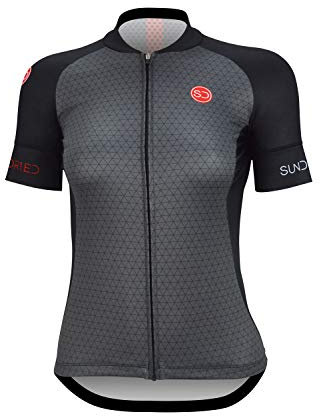 Sundried Womens Cycle Jersey Short Sleeve Road Cycling and Mountain Bike Jersey (L, Black)
