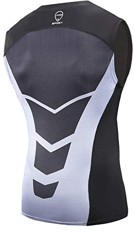 AMZSPORT Herren Tank Top Ärmelloses Sport Kompressionsshirt Funktionsshirt, Schwarz XL