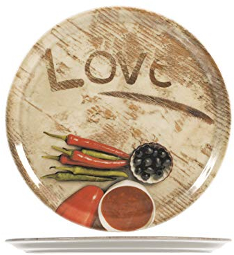 Saturnia Love Lot de 6 assiettes à pizza, en porcelaine, assorties, 33 cm