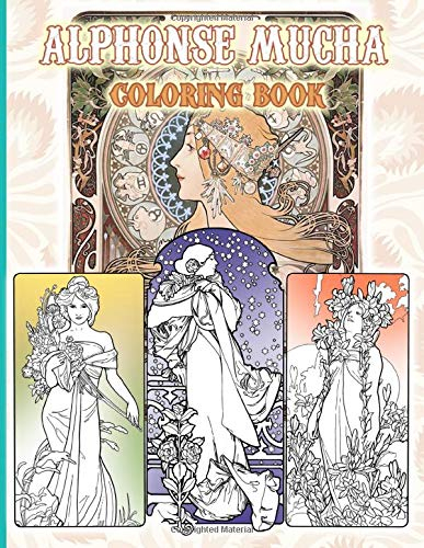 Alphonse Mucha Coloring Book: Alphonse Mucha Awesome Illustrations Coloring Books For Adults Unofficial Unique Edition