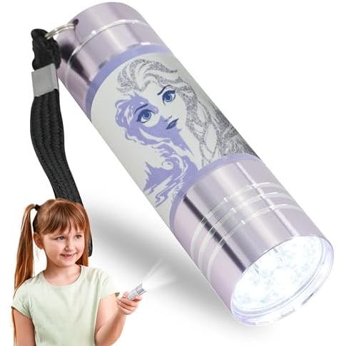 SRV Hub - Kids Aluminum 9 LED Torch with Colours Featuring Frozen Character Elsa for Girls 3+ Years - Frozen (Light Purple)