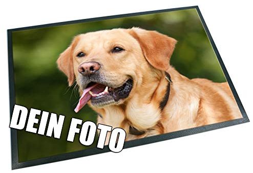 Unikatolo Personalisierte Fußmatte mit deinem Foto Bedruckt, Fußabtreter, Vorleger, Schmutzfangmatte Flur Eingangsbereich, Geschenkidee Hochzeit, Richtfest Einzug, Jubiläum, Hundefoto (50 x 35 cm)