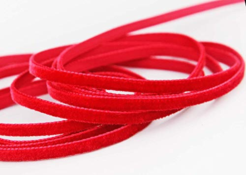finemark 3 m x 5 mm Samtband ROT Knallrot (629 Rouge) Dekoband Velour einseitig Samt festkantig Velvet Ribbon zum nähen dekorieren