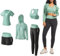 ODWTMRK Ensembles de Sport Femme Survêtement 5 Pièce Sportswear Costumes de Sport Gym Yoga Athletisme Fitness Jogging Tenue de Sport (Vert,M)
