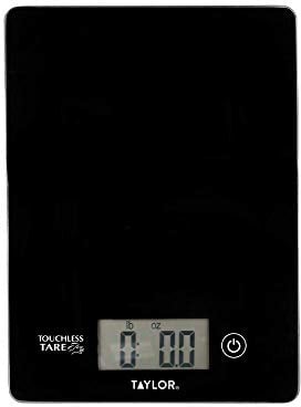 Taylor Pro Balance de Cuisine Numérique avec Tare Sans Contact, pour le Pesage de Produits Secs et Liquides, Noire, Capacité de 5 Kg / 5000 ml