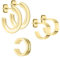 Creolenset aus zwei Paaren und Ear Cuff Edelstahl IP Gold