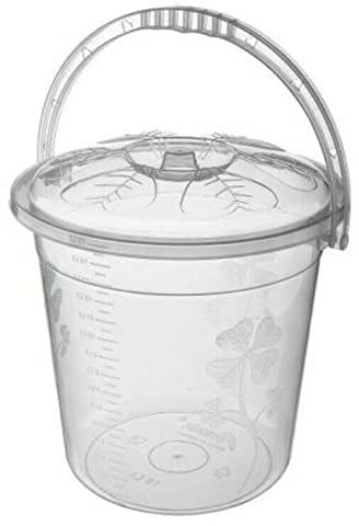 Easy Shopping® 5L 10L 15L 20L Clear Plastic Bucket with Lid and Carry Handle Storage Unit Container Bin (10 Litre)
