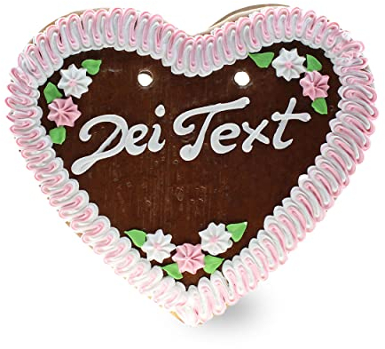 Bavariashop Oktoberfest Lebkuchenherz mit Wunschtext • Lebkuchenherzen zum selber gestalten • Lebkuchen-Herz Deko als Gastgeschenk • Größe: L, Farbe: rot