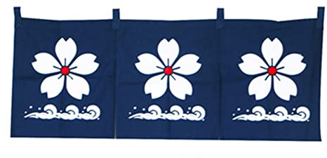 Rideau japonais à suspendre pour demi-fenêtre, décoration de cuisine, 45 x 105 cm (bleu bauhinia)