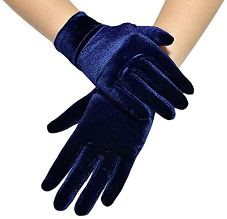 SamHeng Short Opera Velvet Gloves Women Wrist Banquet Gloves for Evening Wedding Party Dancing Costume Fancy Dress Accessories