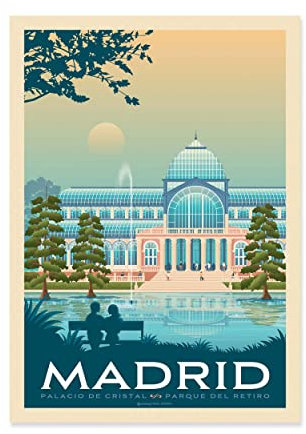 WALL EDITIONS Art-Poster – Madrid – Olahoop Travel Posters – Tamaño: 50 x 70 cm