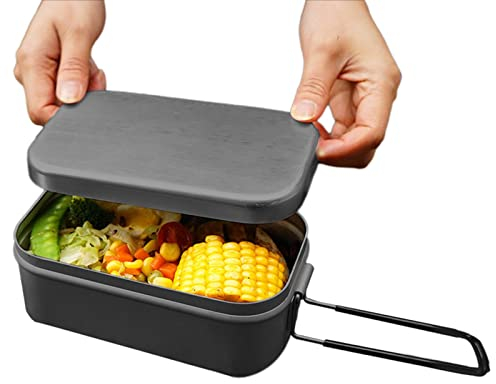 WOTEG Aluminio | Lonchera Acero Inoxidable para Adultos | Lonchera portátil Bento con asa Plegable para niños y Adultos