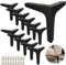 SENENQU Lot de 12 Pieds de Canapé Metal 15 cm, Pieds de Table Basse Métal Charge Jusqu'à 600 KG Pied de Meuble Noir, Support de Table en Fer Forge/Sofa, Pied pour Meuble TV, Placard avec 48 vis