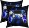 Loussiesd Galaxy Gamepad Kissenbezug Lila Lightning Design Gamepad Kissenhülle für Couch Sofa Bett Videospiel Gamer Dekokissen Game Controller Kissenbezüge 45x45cm Quadrat Wurf Kissenbezüge Set