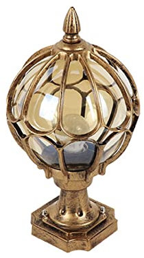 Farol Pie Sobremuro Exterior Lámparas Globo de Exterior Tradicional Lámpara de Pilar Globo Farola Columna Exterior Porche Jardín Clásico Columna Rústica Farola Sobremesa(Color:Bronze,Size:27*47CM)