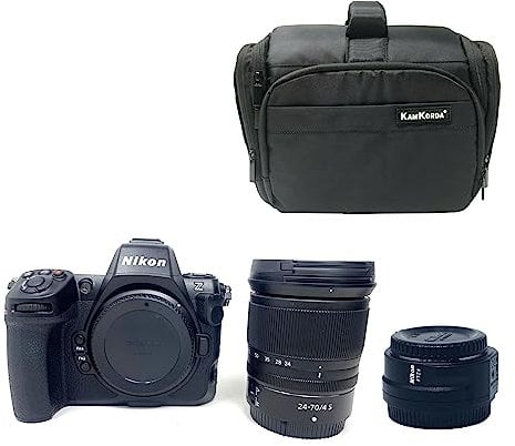 KamKorda Camera Bag + Z8 Mirrorless Digital Camera + Z 24-70mm f/4 S + FTZ II Mount Adapter, 45.7MP FX-Format Stacked CMOS Sensor, 8K30p and 4K120p Video + 2 Year Warranty