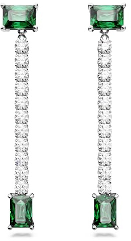 Swarovski Ohrringe 5665786 Matrix Drop-Ohrhänger, Verschiedene Schliffe, Grün, Rhodiniert