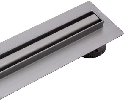 BALNEO Canalina per Doccia, Canaletta di Scarico da 70cm, Scarico a Pavimento in Acciaio Inox, Grafite, Pannello Stretto da 14mm, Set Completo, Basso 57mm, Scarico per Doccia Slim e Basso Proline