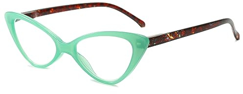Lanomi Mode Lesebrille Damen Katzenauge Brille Klein Vintage Kunststoff Sehhilfe Leicht Lesehilfe Grün 1.5