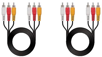 NANOCABLE 10.24.0802 - Cable de audio video 3 RCA, 3xRCA/M-3xRCA/M, macho-macho, negro, 1.8mts (Paquete de 2)