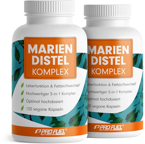 Mariendistel Kapseln hochdosiert 240x - 5-fach-Komplex mit Mariendistel, Artischocke, Löwenzahn, Desmodium & Cholin - Leberfunktion & Fettstoffwechsel - 200 mg Silymarin pro Tag - Vorrat für 4 Monate
