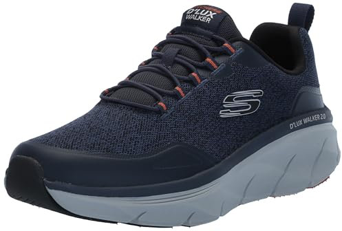 Skechers - Zapatillas D'lux Walker 2.0 Steadyway para Hombre, Azul Marino/Naranja, 42 EU