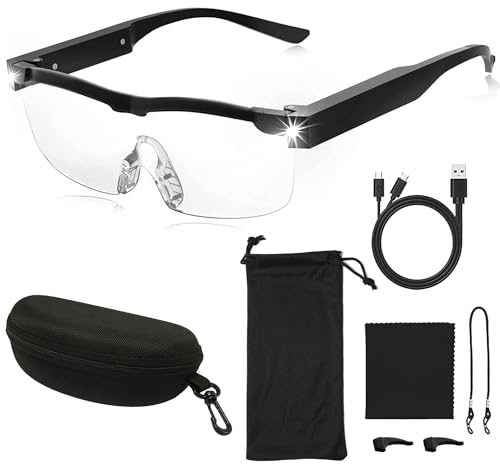 Lupenbrille Mit Licht Per USB,Lupenbrille Für Brillenträger,Vergrößerungsbrille,Vergrößerungsbrille Mit Licht,Vergrößerungsbrille Mit Led,Lupenbrille Mit Licht Testsieger,Lupenbrille 300% Led