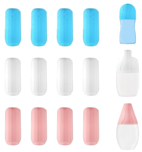 TPBSITNS 12pcs Elastic Sleeves for Travel, Silicone Leak Proof Sleeves for Travel Containers, Reuseable Travel Bottle Covers for Toiletries Shampoo Accessory Travel Essentials Women