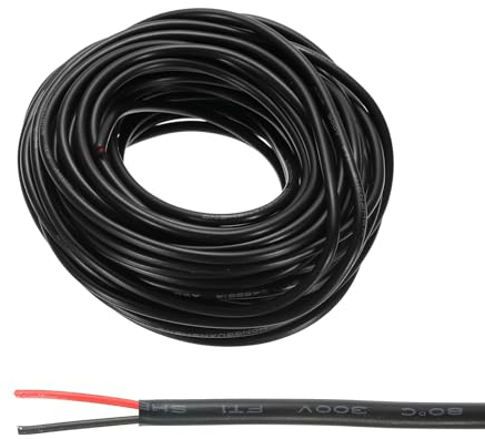 QUARKZMAN 26AWG Elektrokabel 2 Leitungen LED Strom Beleuchtung Kabel Verzinnt Kupfer 32.8Ft Niederspannung PVC Gehäuse Flexibel Verlängerungskabel Schwarz für LED-Streifen Lampen Beleuchtung