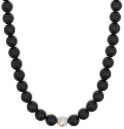 BERGERLIN Turmalin Halskette echt - Perlenkette mit 925 Sterling Silberperle - Echte Turmalin Kette in Größe M-L