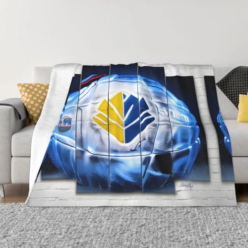 RoMuka Flanelldecke mit Eishockey-Kunstmuster, verschiedene Größen (horizontaler Stil), Plüsch-Sofa-Decke, Schal, Camping, Reisedecke
