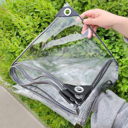 Plane Wasserdicht Mit ösen 620g/m² Strapazierfähige Transparent Abdeckplane Wetterfeste 0.55mm Verdickung Plane PVC Outdoor Vorhang Für Pergola Pavillon Balkon (4x6m/13.12x19.68ft)