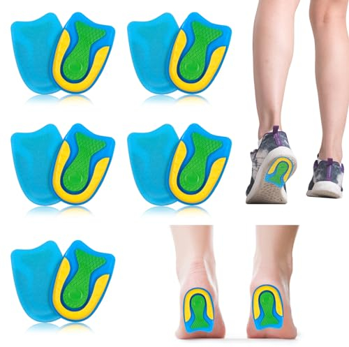 5 Paires de Talonnettes en Gel de Silicone, Talonnette Grandissante, Talonnette Tendon D'achille, Talonnette Epine Calcaneenne Gel Grandissante Orthopédique Taille L pour Fasciite Plantaire