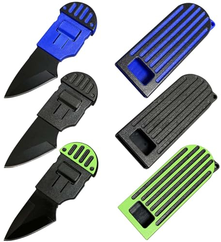 Leikurvo 3 Pcs Mini Messer Outdoor Metall Taschenmesser, 7.8CM EDC Messer Klein, Taschenmesser, Mini Buschcraft feststehendes Messer mit Kunststoffe Scheide, Tragbar Messer Kleines