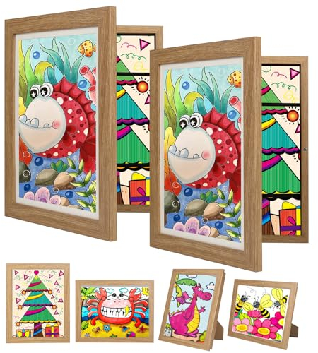 wesellcan 2 x Kunstrahmen für Kinder, austauschbar, 25,4 x 31,8 cm, Öffnung vorne, für 150 Stück, Kinder-Bilderrahmen zur Präsentation und Aufbewahrung, Kinder-Kunstwerke, Projekte (Holz)