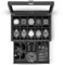 Vlando Uhrenbox Herren, Watch Box mit 10 Uhren, Abschließbar Uhrenständer 2 Ebenen, Hartglasdeckel, Uhrenkasten mit Schublade, Uhrenschatulle, Schmuckaufbewahrung