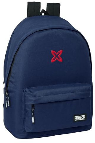 Safta MUNICH BÁSICOS - Mochila para Portátil 15.6 y USB, Ideal para Jóvenes de Diferentes Edades, Tejido Reciclado, Cómoda y Versátil, Calidad y Resistencia, 31x18x44 cm, Color Azul marino