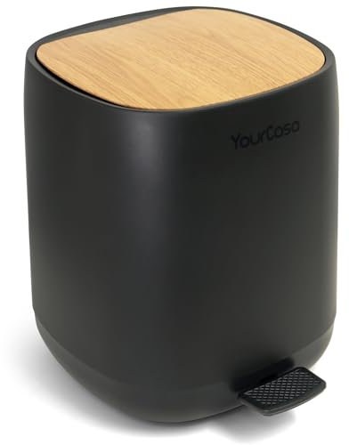 YourCasa Poubelle de salle de bain [5 l] – 30 % de plastique en moins – Poubelle de salle de bain – Petite poubelle de salle de bain avec couvercle et fermeture amortie – Poubelle de toilette