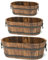 Small Large Round Wood Whiskey Barrel Plant Pot Oval Planter with Handles for Outdoor Garden (Medium, Oval)