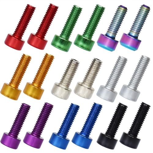 Lotatheta 2 Sets for Each 9 Colors Bike Bottle Cage Screw Water Bottle Cage Hex Bolts Holder Socket Rack Kettle Aluminum Alloy Titanium Alloy M5x12/14/15mm Road Bike Mountain Bicycle (Total 18 pcs)
