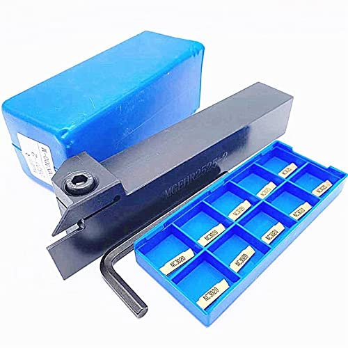 Drehmeißel MGEHR/MGEHL 1010/1212/1616/2020/2525-2 Außenkreis-Schlitzfräser + MGMN200 G NC3020 PC9030 Schlitzklinge Drehwerkzeug-Set (10p MGMN200 G NC) 3020. MGEHR2525-2)